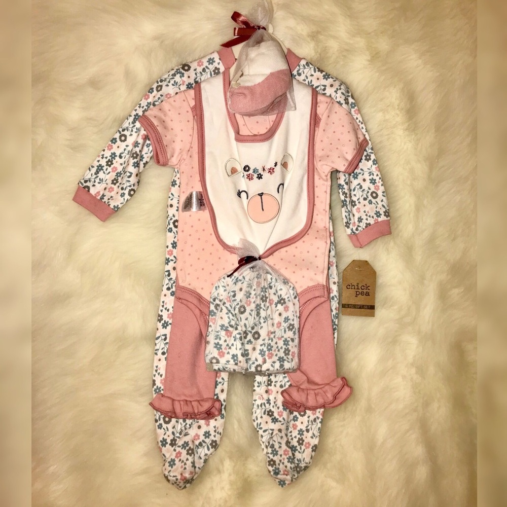 Chick Pea baby girl clothing set. 3-6 M